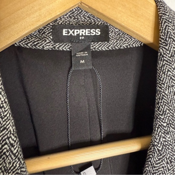 Express Black White Pattern Knit Blazer Jacket Size Medium NWOT Career - Picture 6 of 8